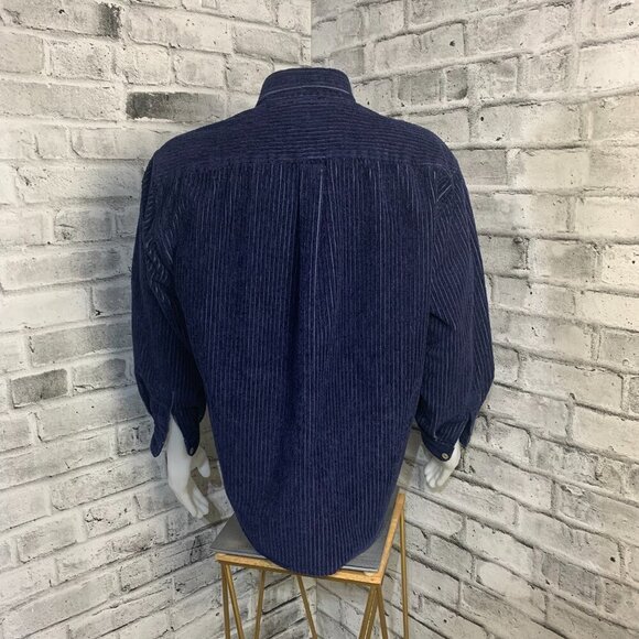 Vintage 90s Levi's White Label Shirt Blue Thick Corduroy Shacket - Picture 5 of 11